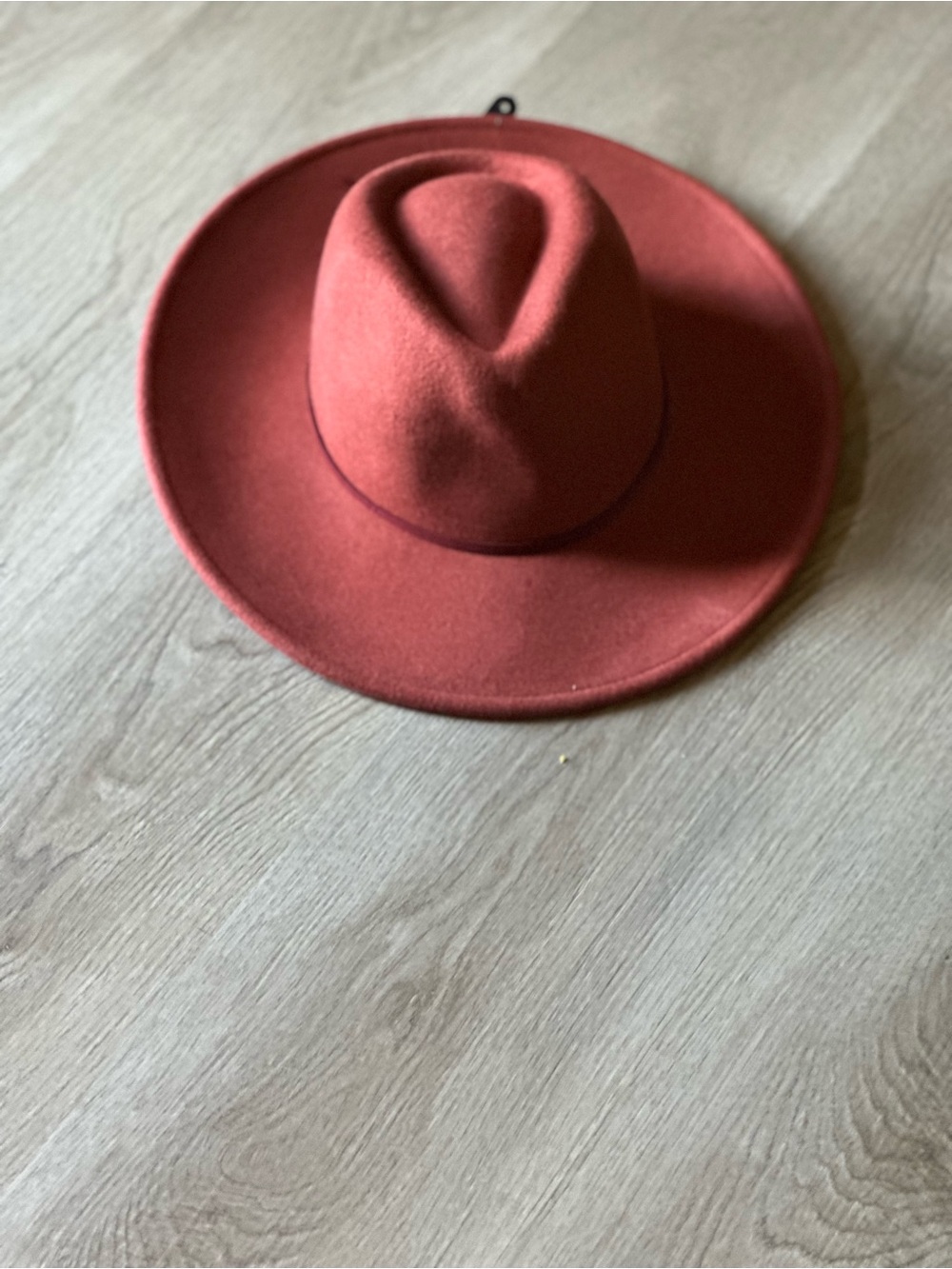 Womens Wide-Brim Felt Fedora Hat - Rust Red